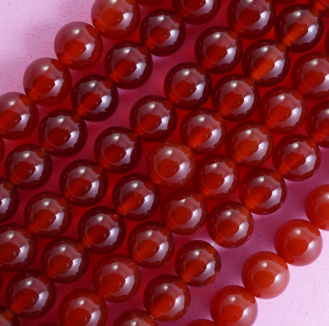 Carnelian (Round)(Smooth)(4mm)(6mm)(8mm)(10mm)(12mm)(16"Strand)
