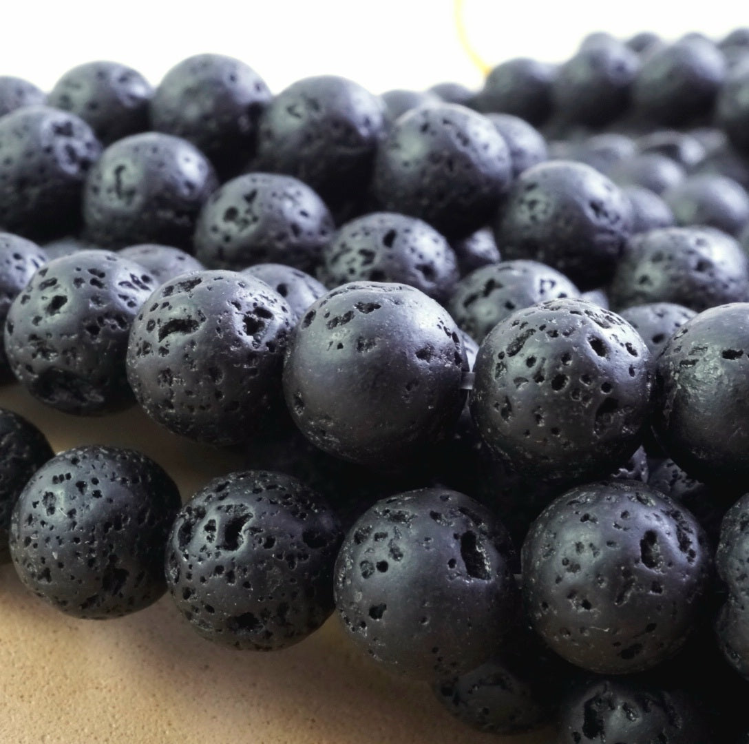 Lava Stone (Round)(Smooth)(4mm)(6mm)(8mm)(10mm)(12mm)(16"Strand)