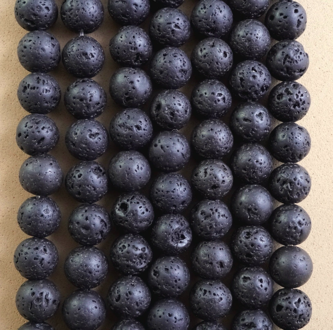 Lava Stone (Round)(Smooth)(4mm)(6mm)(8mm)(10mm)(12mm)(16"Strand)