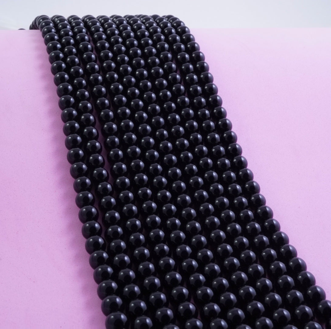 Black Onyx Beads (Round)(Smooth)(4mm)(6mm)(8mm)(10mm)(12mm)(18mm)(20mm)(16"Strand)
