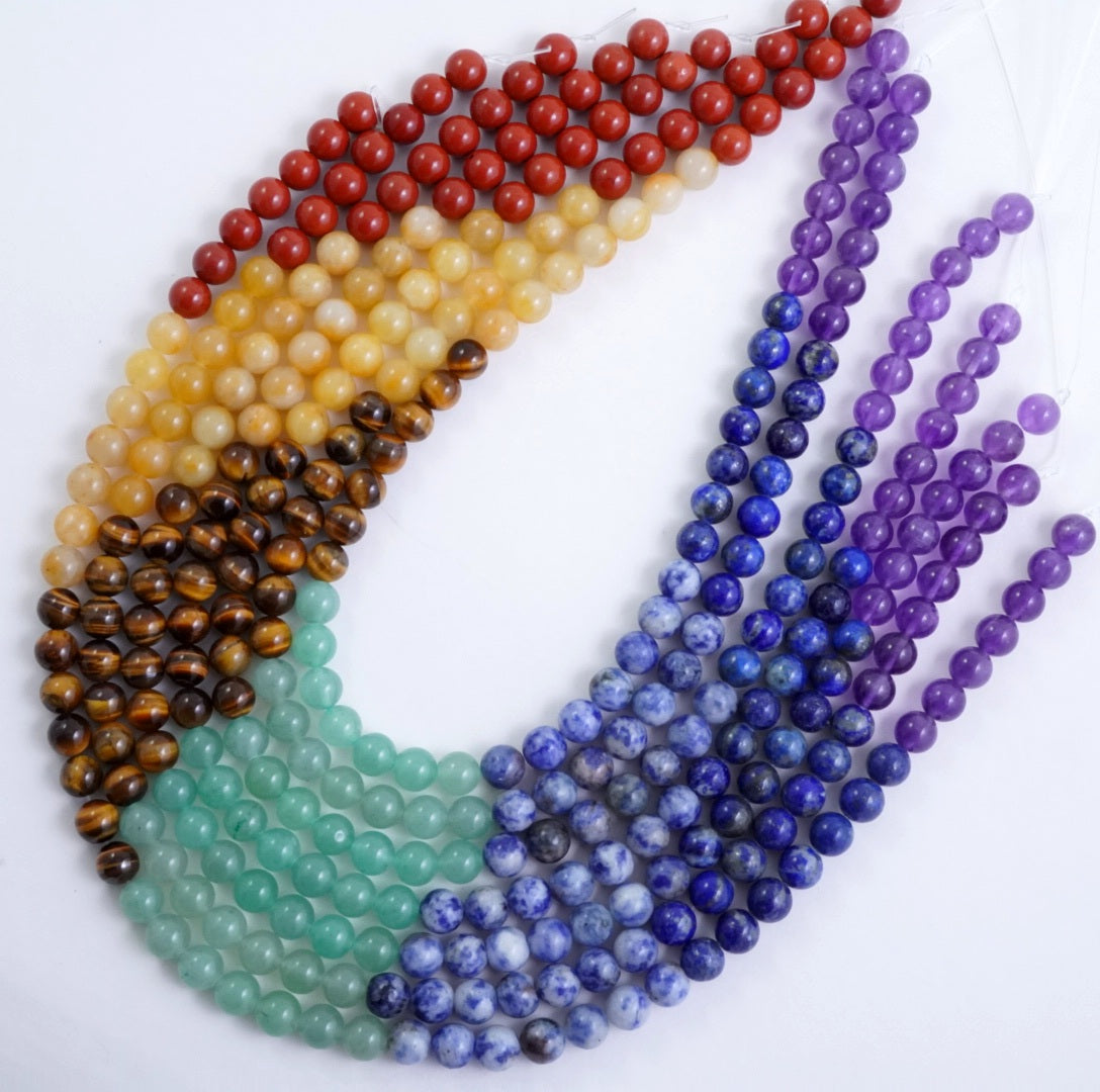 7 Chakra Stone Beads (Round)(Smooth)(4mm)(6mm)(8mm)(10mm)(12mm)(16"Strand)