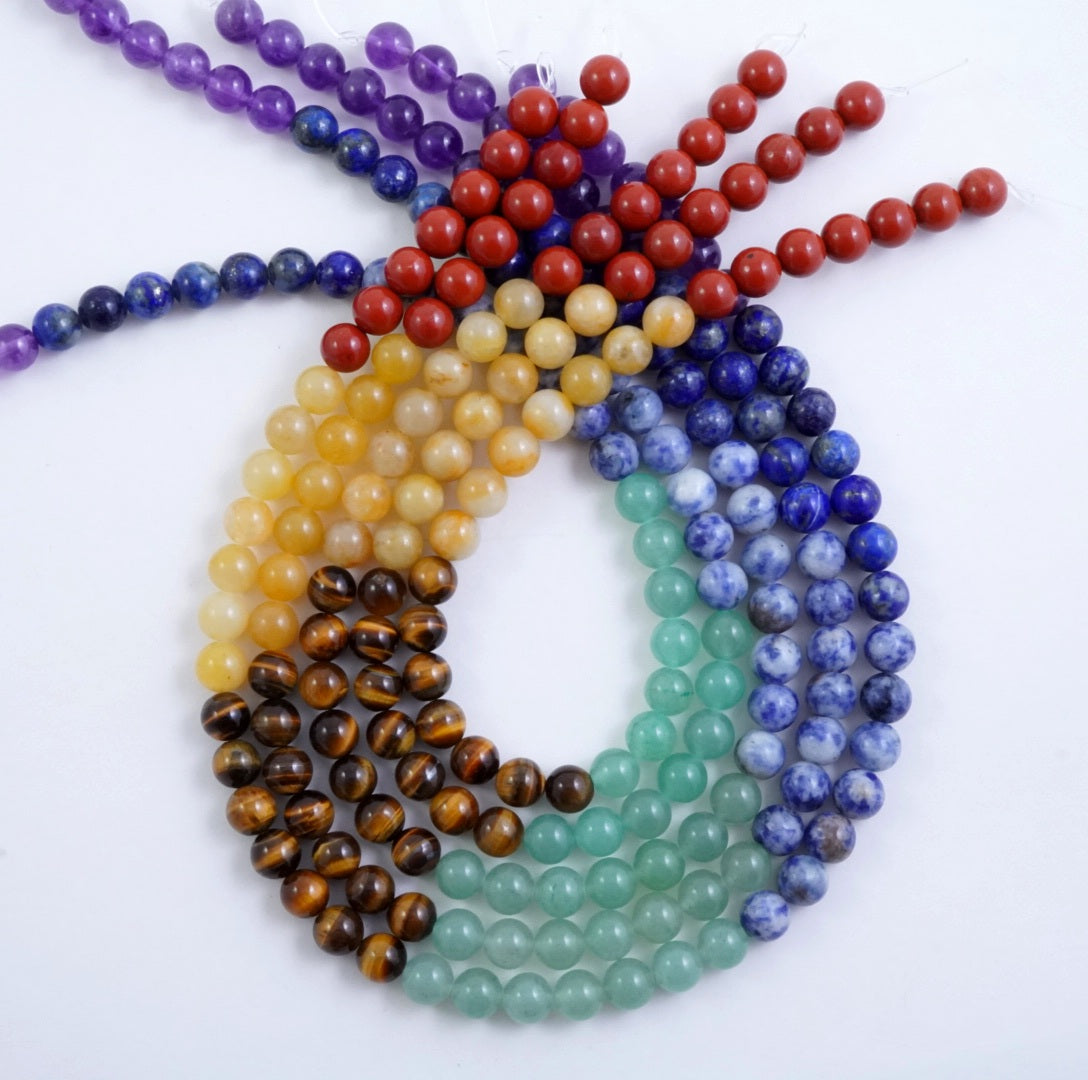 7 Chakra Stone Beads (Round)(Smooth)(4mm)(6mm)(8mm)(10mm)(12mm)(16"Strand)