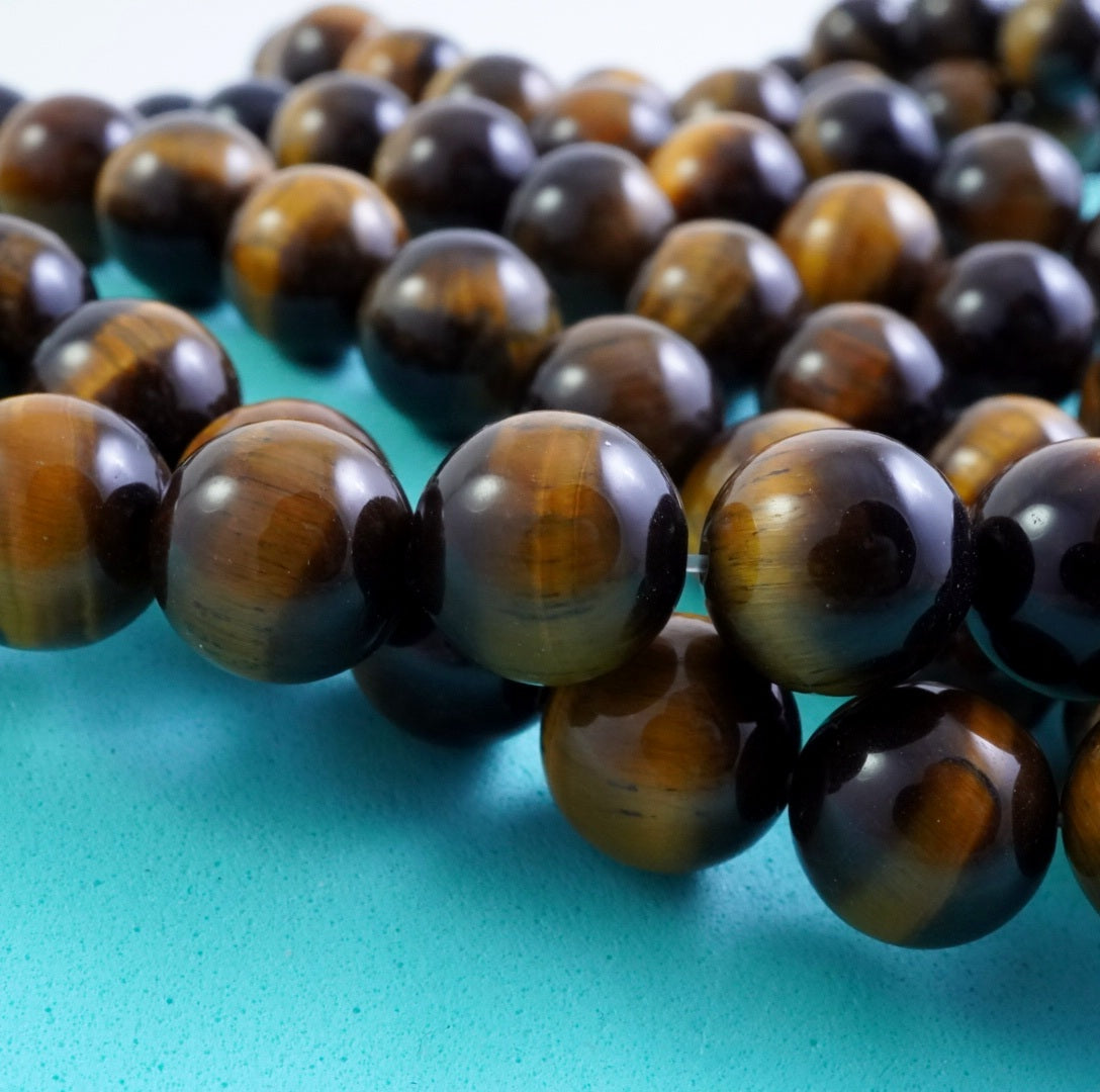 Tiger Eye (Round)(Smooth)(4mm)(6mm)(8mm)(10mm)(12mm)(16"Strand)