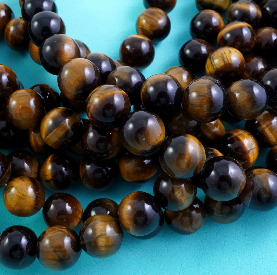 Tiger Eye (Round)(Smooth)(4mm)(6mm)(8mm)(10mm)(12mm)(16"Strand)