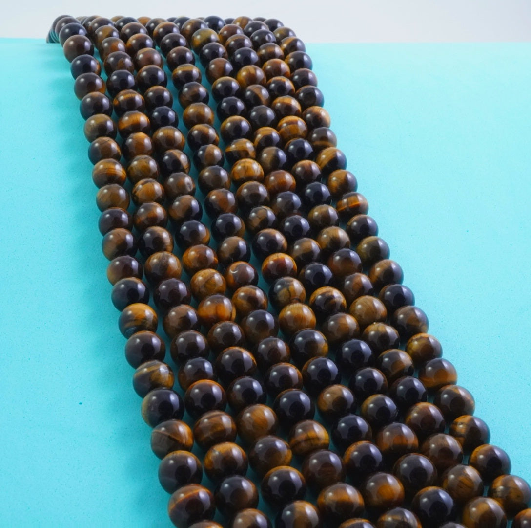 Tiger Eye (Round)(Smooth)(4mm)(6mm)(8mm)(10mm)(12mm)(16"Strand)