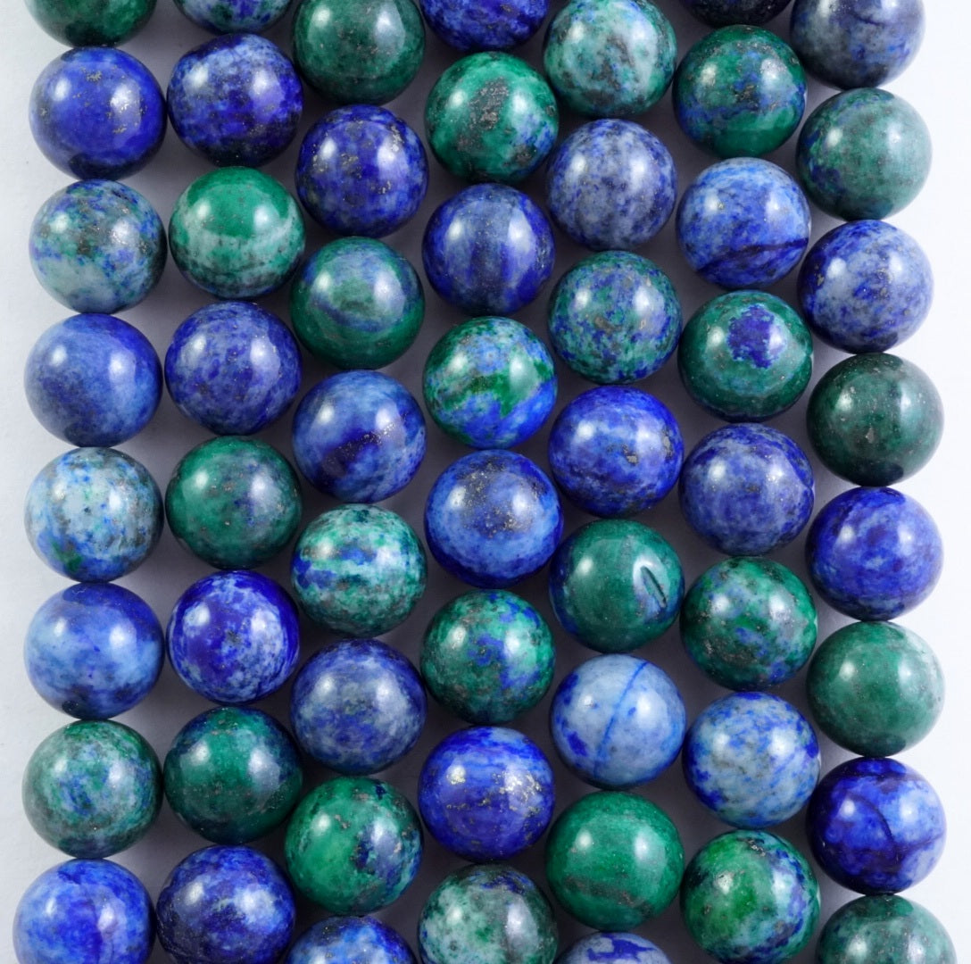 Azurite Malachite (Round)(Smooth)(4mm)(6mm)(8mm)(10mm)(12mm)(16"Strand)
