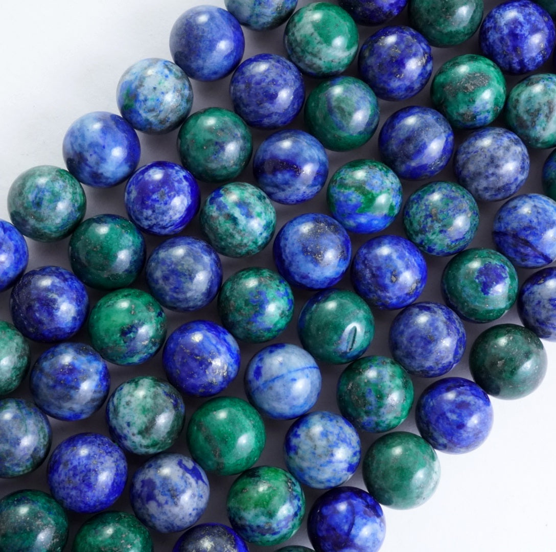 Azurite Malachite (Round)(Smooth)(4mm)(6mm)(8mm)(10mm)(12mm)(16"Strand)