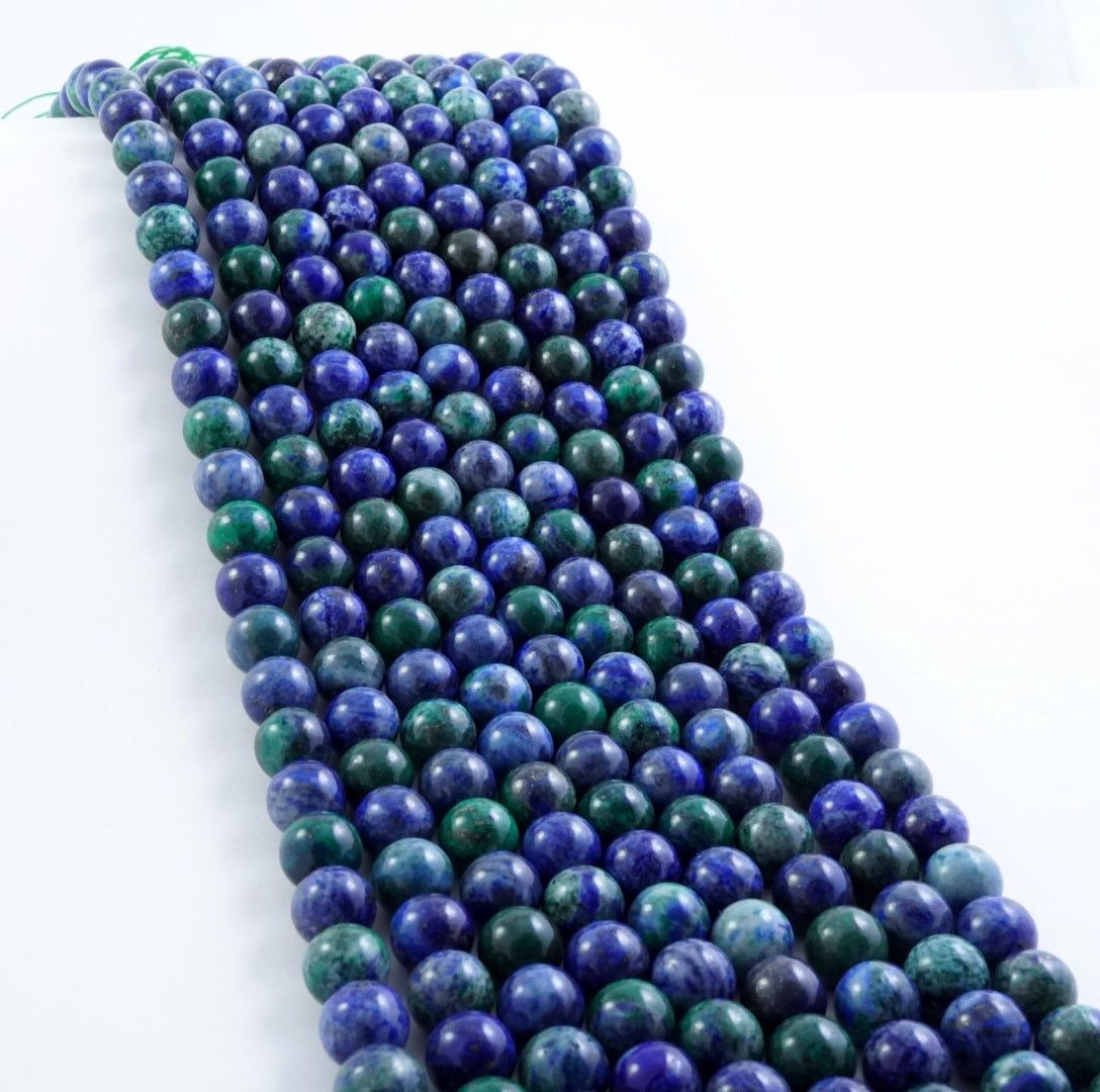 Azurite Malachite (Round)(Smooth)(4mm)(6mm)(8mm)(10mm)(12mm)(16"Strand)