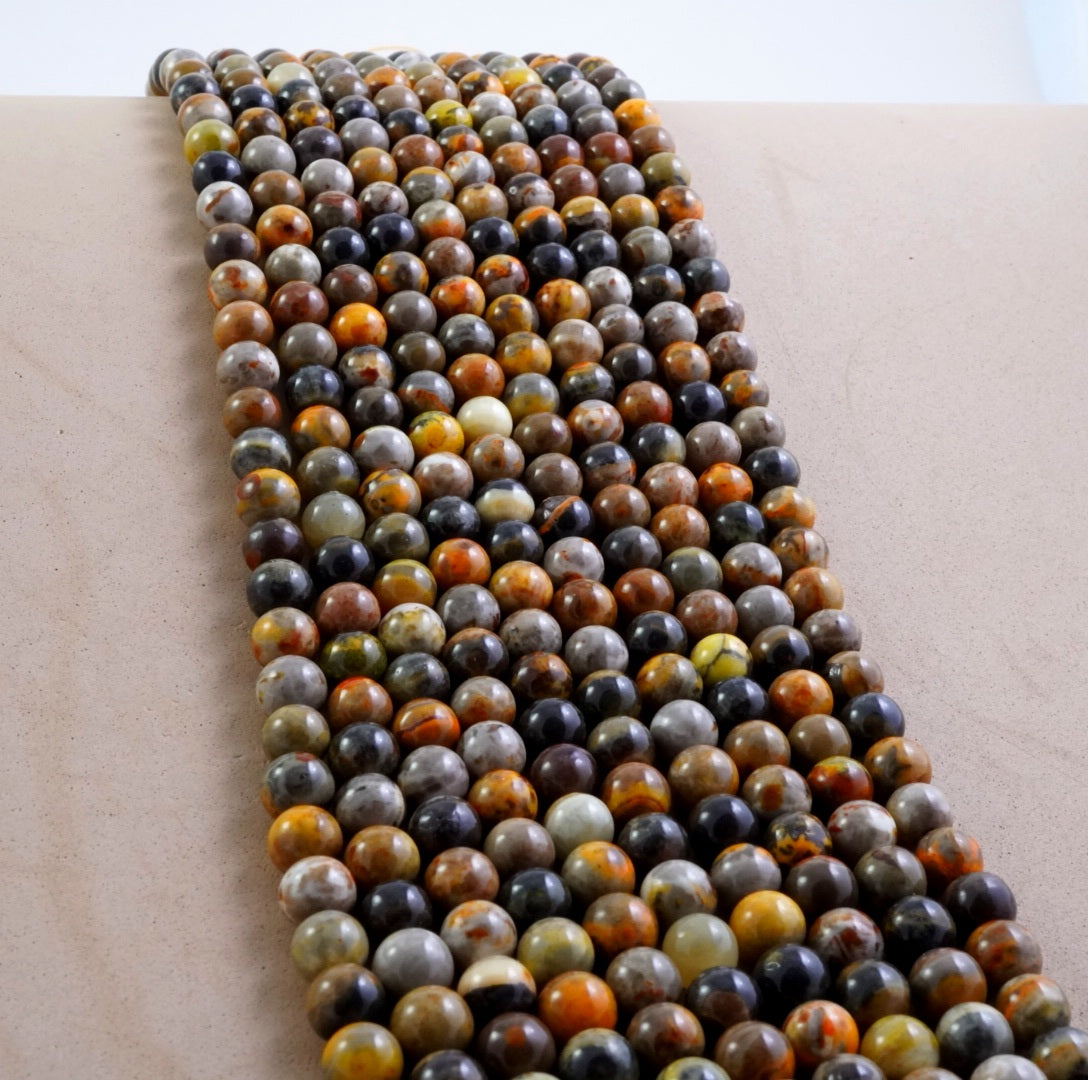 Bumblebee Jasper (Round)(Smooth)(6mm)(8mm)(10mm)(16"Strand)