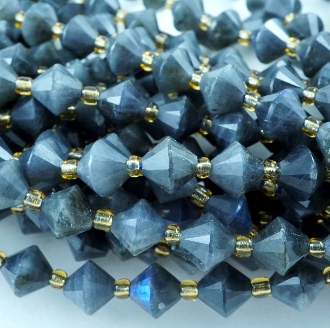 Labradorite (Bicone)(Faceted)(8mm)(16"Strand)