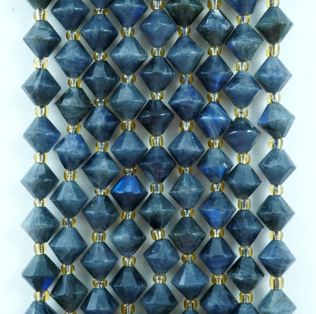 Labradorite (Bicone)(Faceted)(8mm)(16"Strand)
