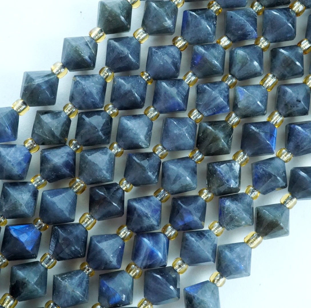 Labradorite (Bicone)(Faceted)(8mm)(16"Strand)