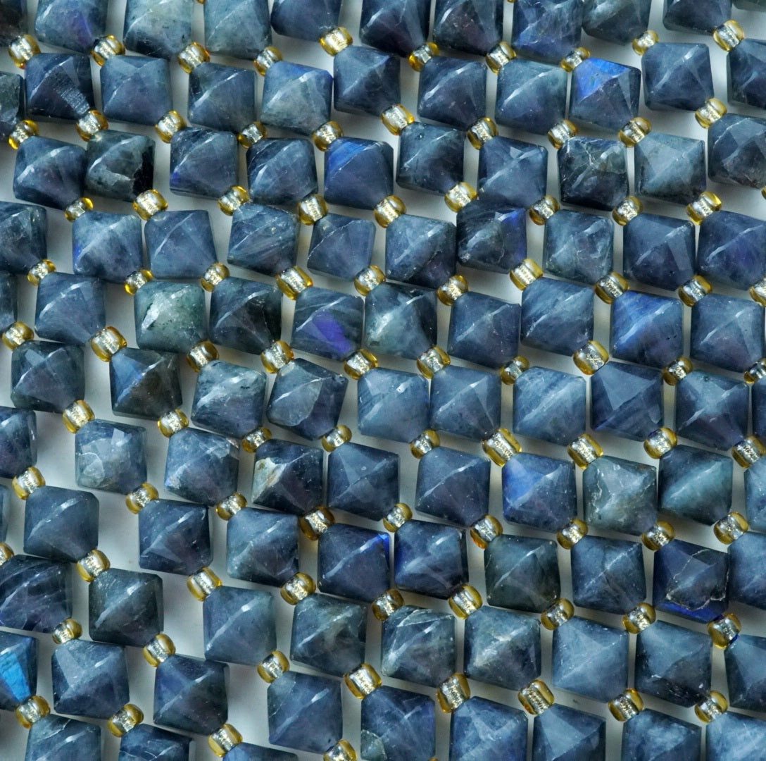 Labradorite (Bicone)(Faceted)(8mm)(16"Strand)