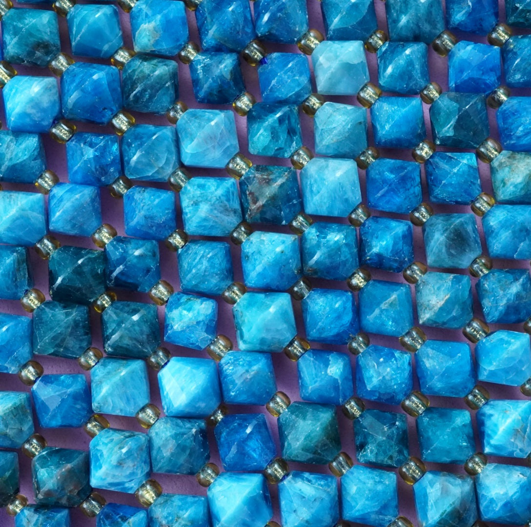 Blue Apatite (Bicone)(Faceted)(8mm)(16"Strand)