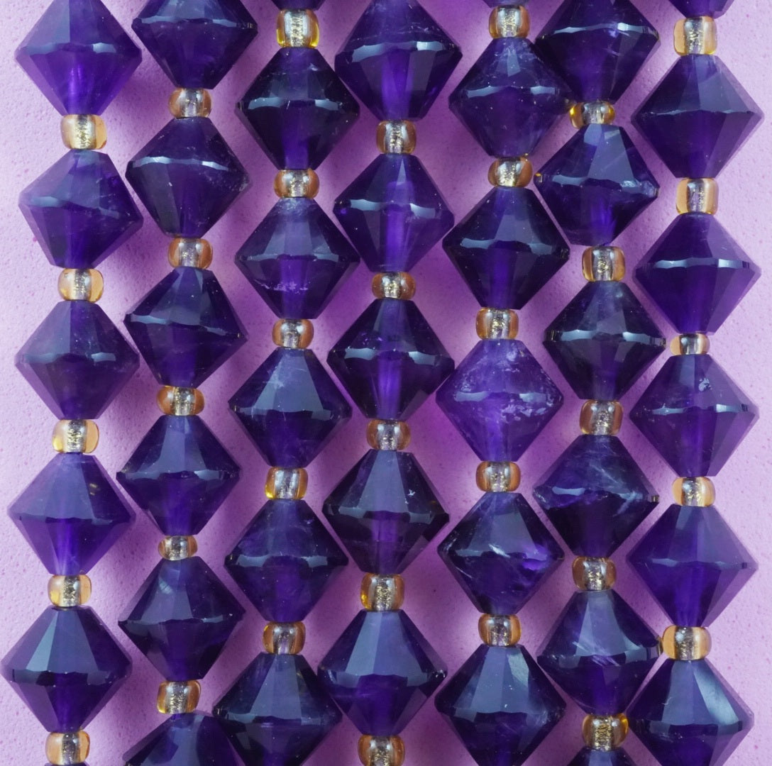 Amethyst (Bicone)(Faceted)(8mm)(16"Strand)