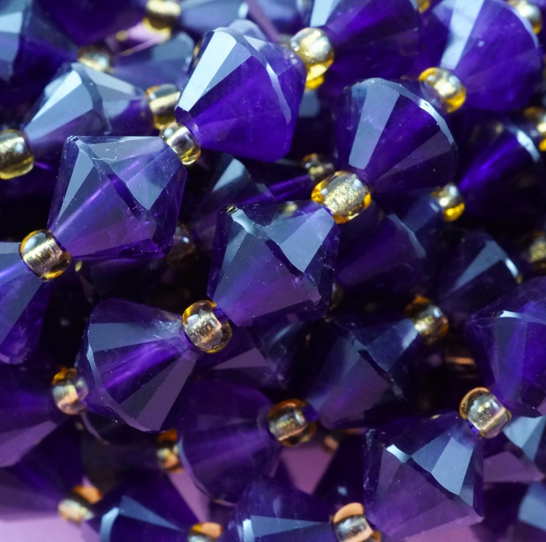 Amethyst (Bicone)(Faceted)(8mm)(16"Strand)