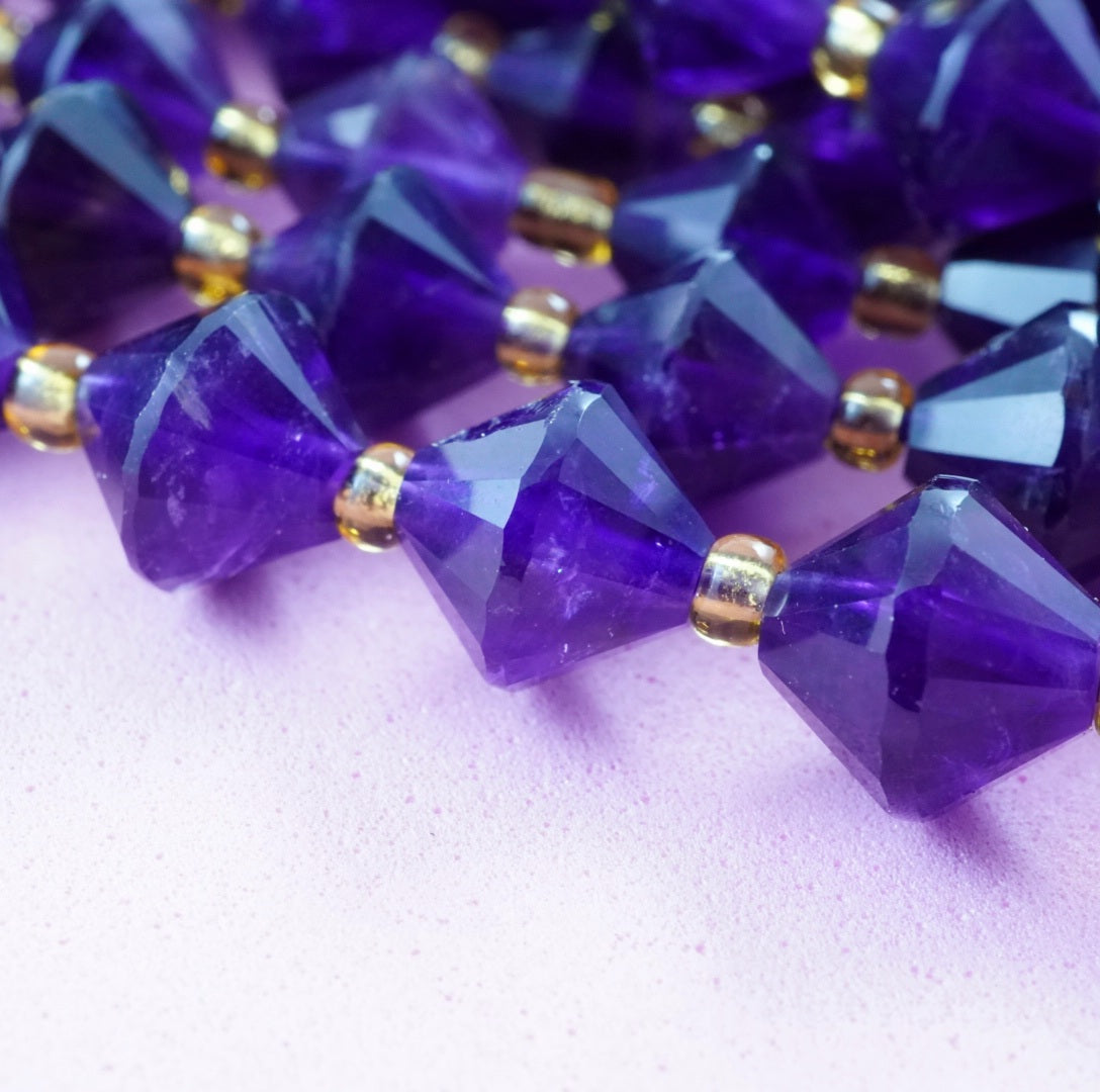 Amethyst (Bicone)(Faceted)(8mm)(16"Strand)