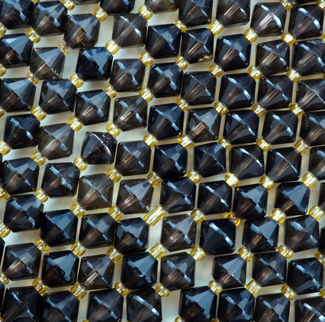 Smoky Quartz (Bicone)(Faceted)(8mm)(16"Strand)