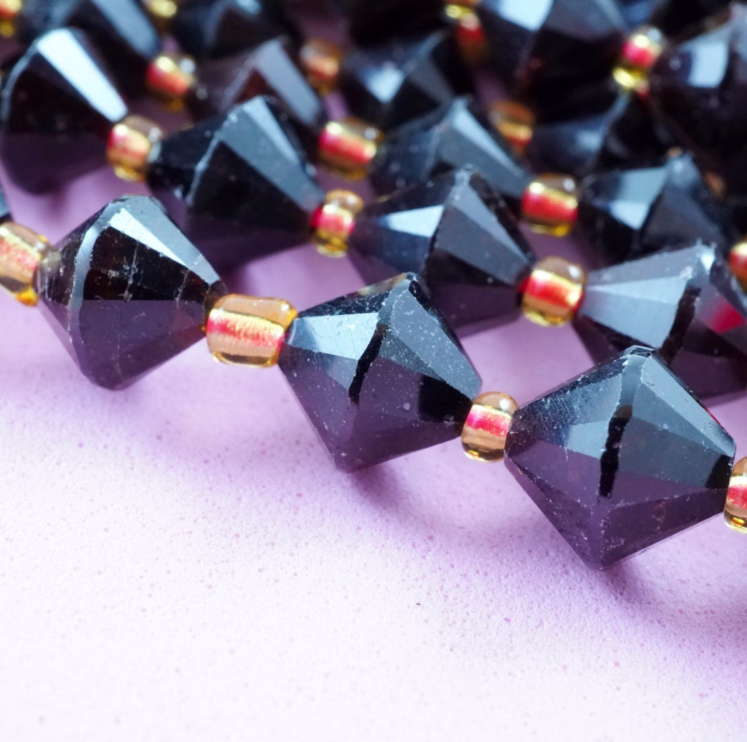 Red Garnet (Bicone)(Faceted)(8mm)(16"Strand)