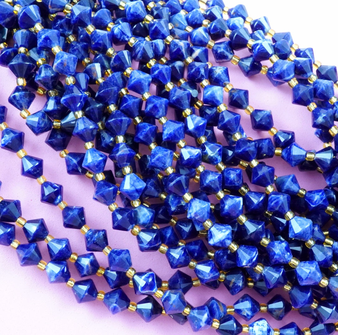 Sodalite (Bicone)(Faceted)(8mm)(16"Strand)