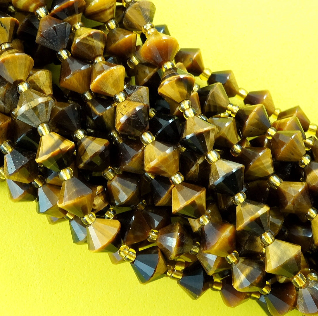 Tiger Eye (Bicone)(Faceted)(8mm)(16"Strand)