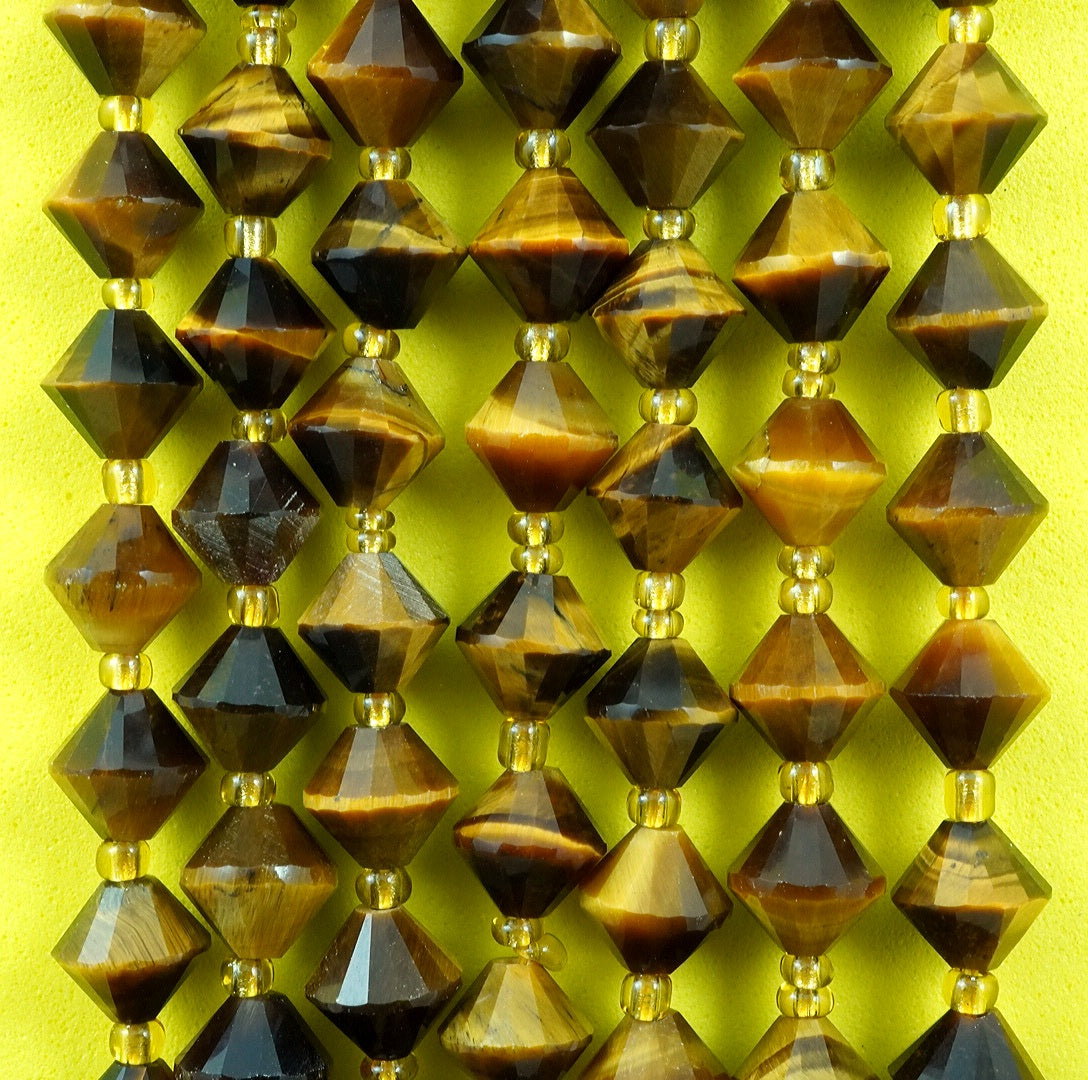 Tiger Eye (Bicone)(Faceted)(8mm)(16"Strand)