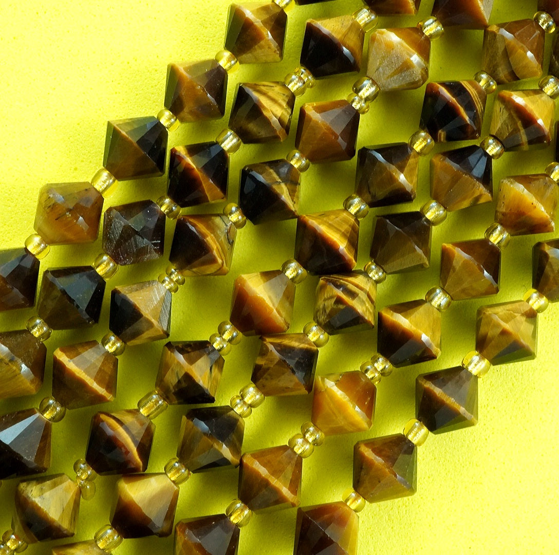 Tiger Eye (Bicone)(Faceted)(8mm)(16"Strand)