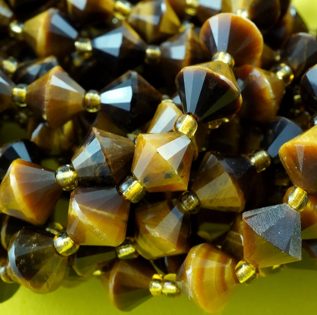 Tiger Eye (Bicone)(Faceted)(8mm)(16"Strand)
