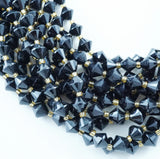 Black Tourmaline (Bicone)(Faceted)(8mm)(16"Strand)