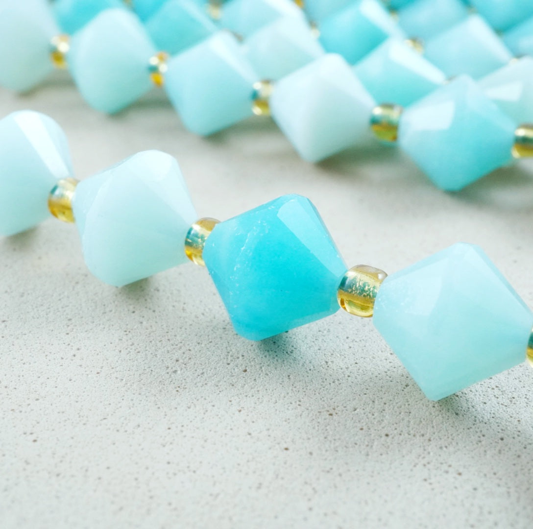 Amazonite (Bicone)(Faceted)(8mm)(16"Strand)