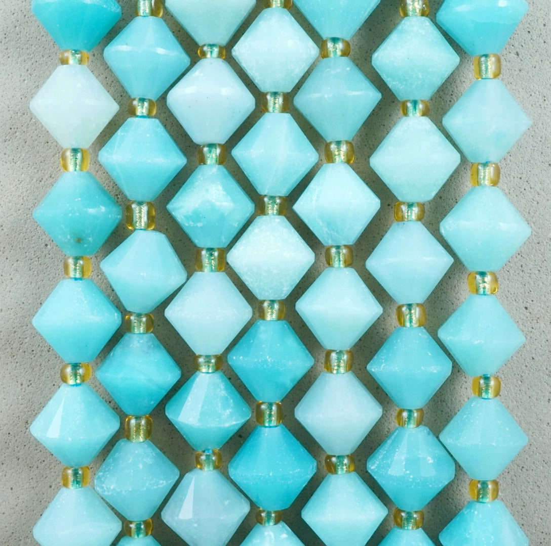 Amazonite (Bicone)(Faceted)(8mm)(16"Strand)
