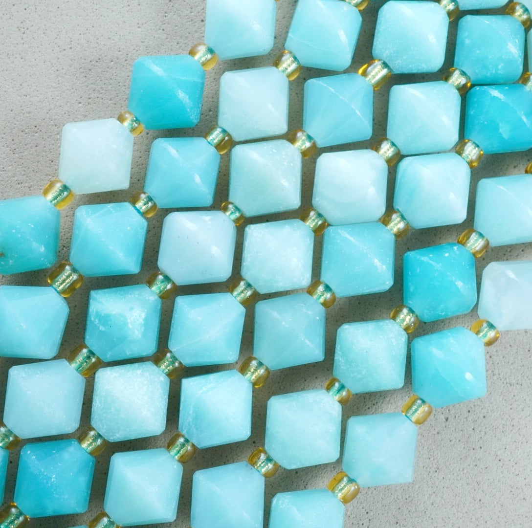 Amazonite (Bicone)(Faceted)(8mm)(16"Strand)