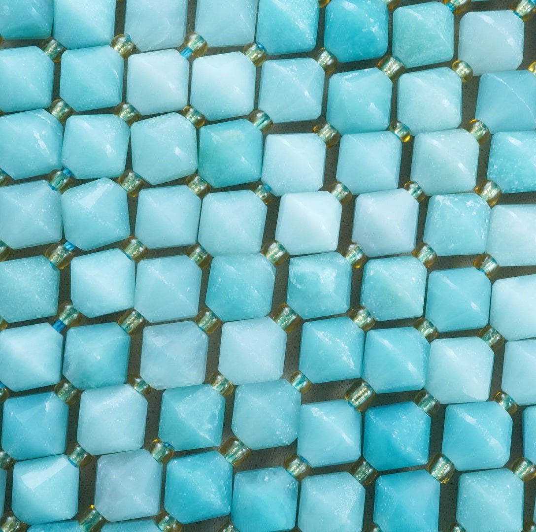 Amazonite (Bicone)(Faceted)(8mm)(16"Strand)