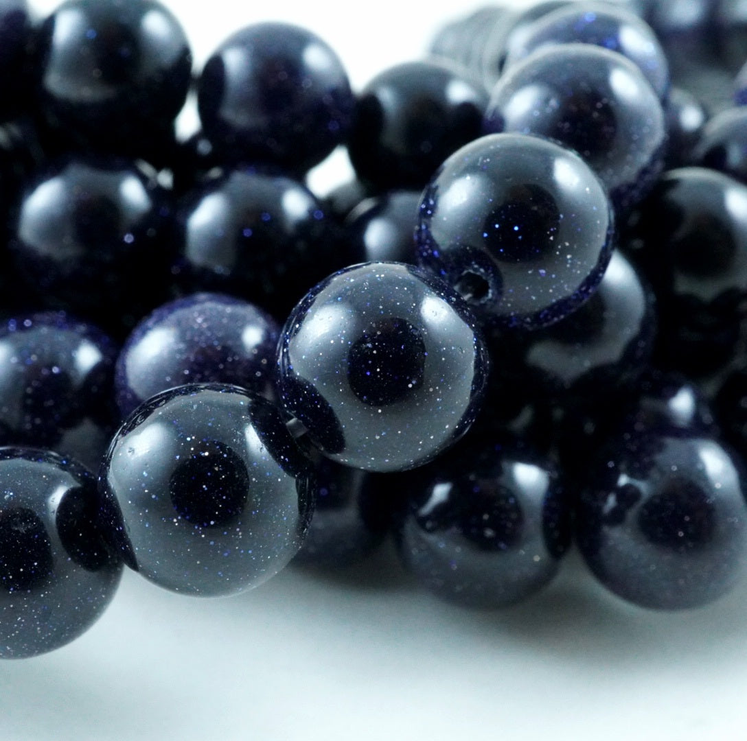 Blue Goldstone (Round)(Smooth)(4mm)(6mm)(8mm)(10mm)(12mm)(16"Strand)