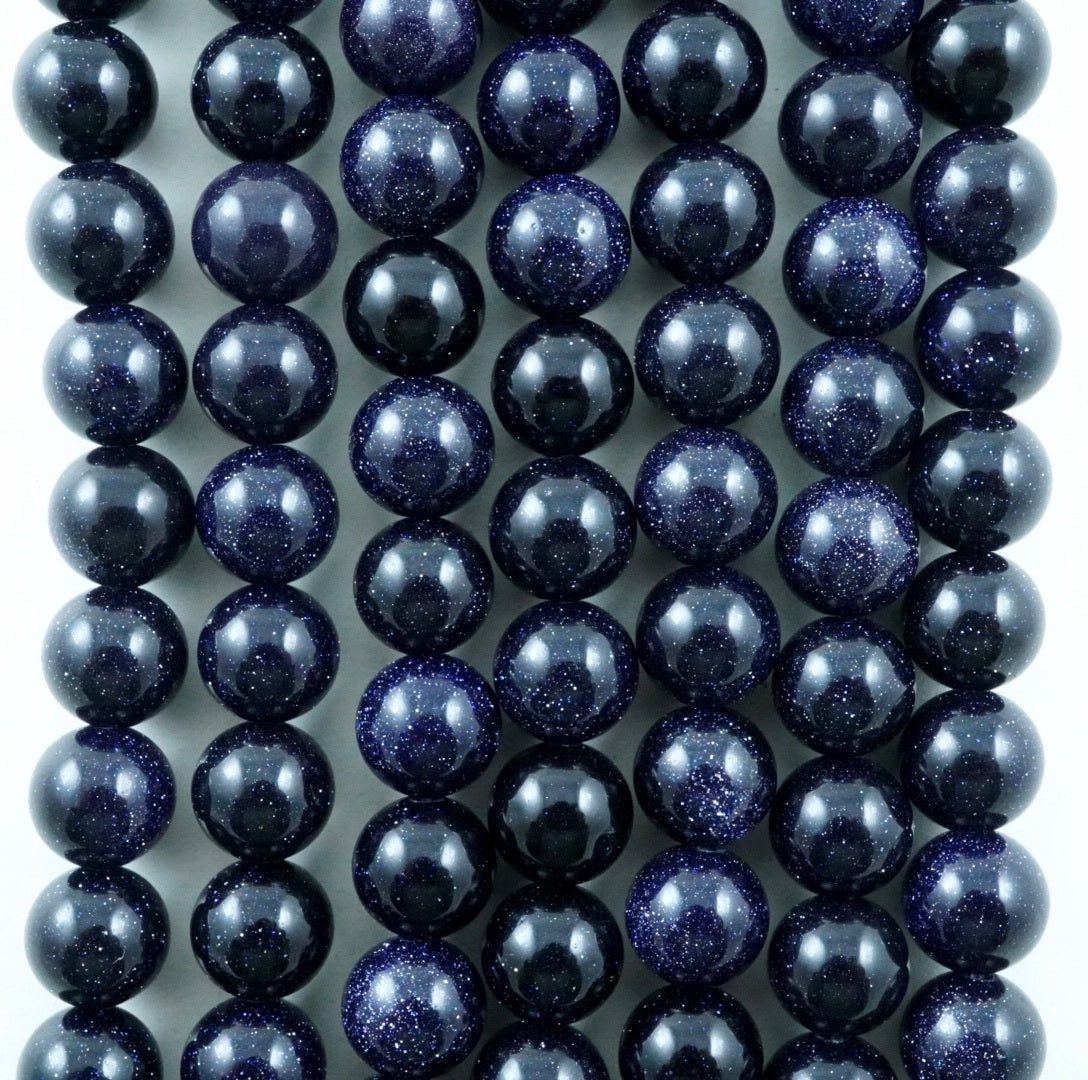 Blue Goldstone (Round)(Smooth)(4mm)(6mm)(8mm)(10mm)(12mm)(16"Strand)