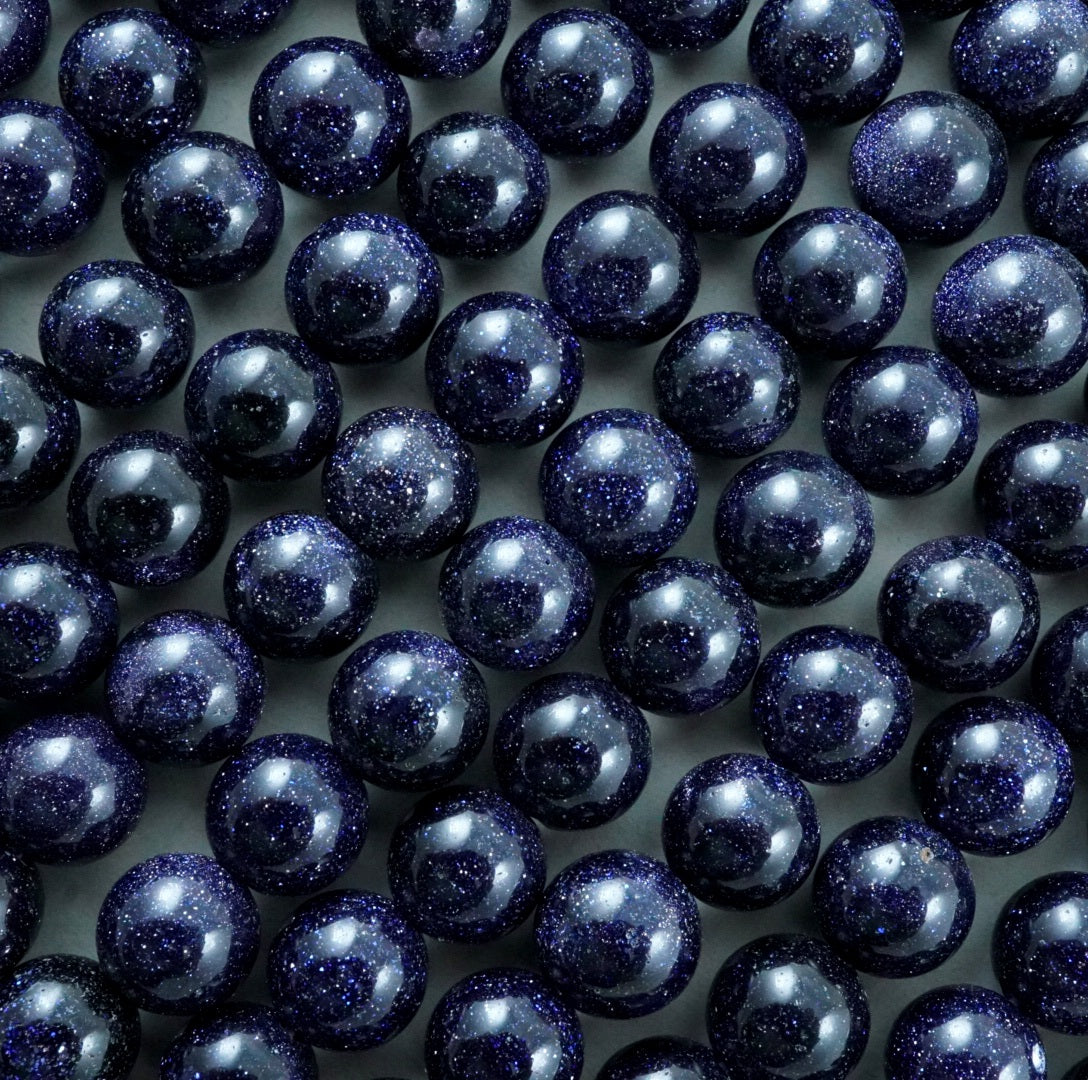 Blue Goldstone (Round)(Smooth)(4mm)(6mm)(8mm)(10mm)(12mm)(16"Strand)