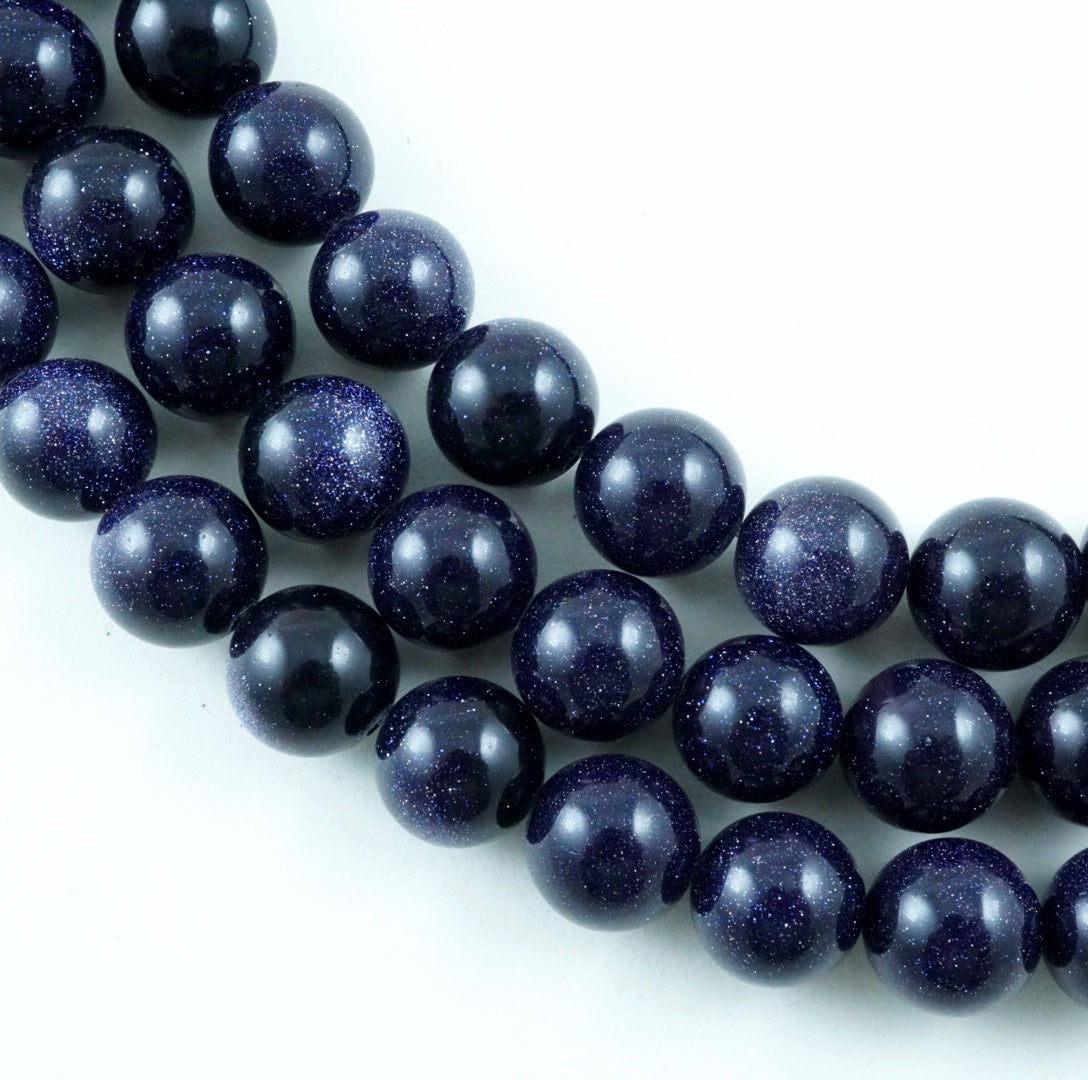 Blue Goldstone (Round)(Smooth)(4mm)(6mm)(8mm)(10mm)(12mm)(16"Strand)