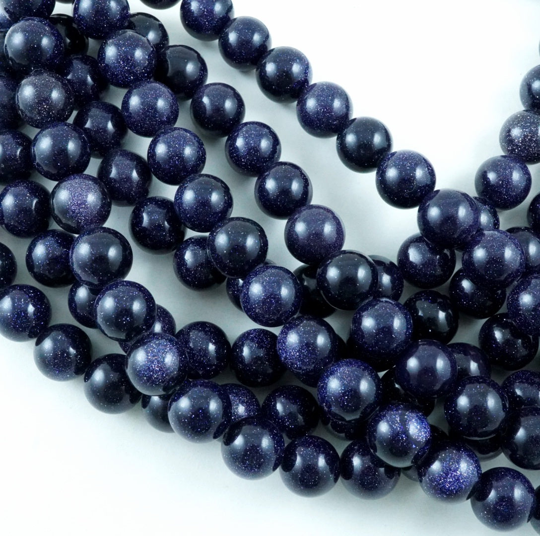 Blue Goldstone (Round)(Smooth)(4mm)(6mm)(8mm)(10mm)(12mm)(16"Strand)