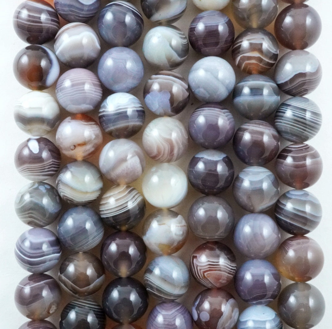 Botswana Agate (Round)(Smooth)(4mm)(6mm)(8mm)(10mm)(12mm)(16"Strand)