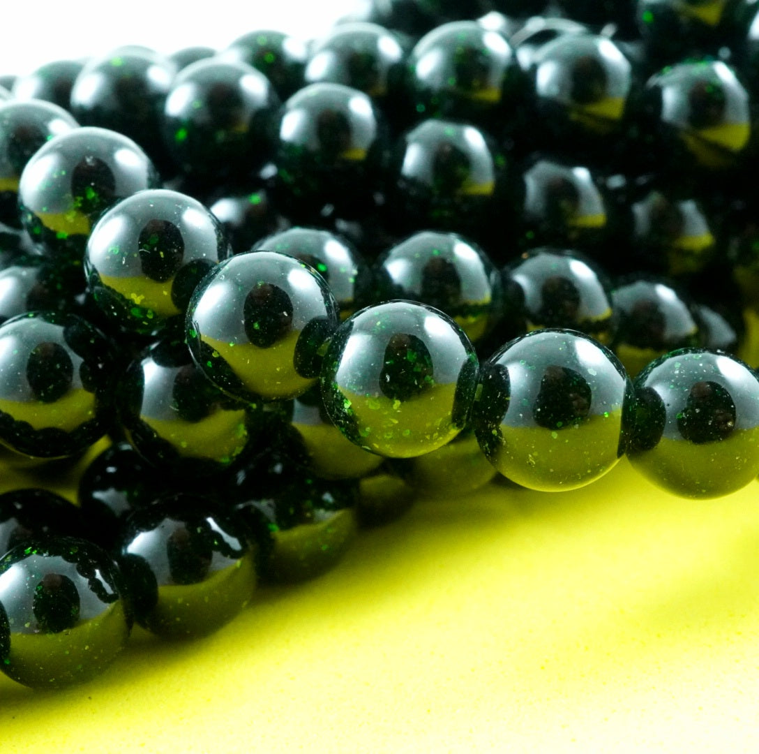 Green Goldstone (Round)(Smooth)(4mm)(6mm)(8mm)(10mm) (12mm)(16"Strand)