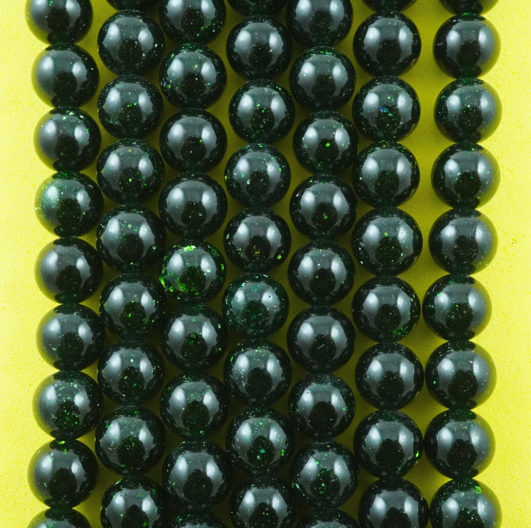 Green Goldstone (Round)(Smooth)(4mm)(6mm)(8mm)(10mm) (12mm)(16"Strand)