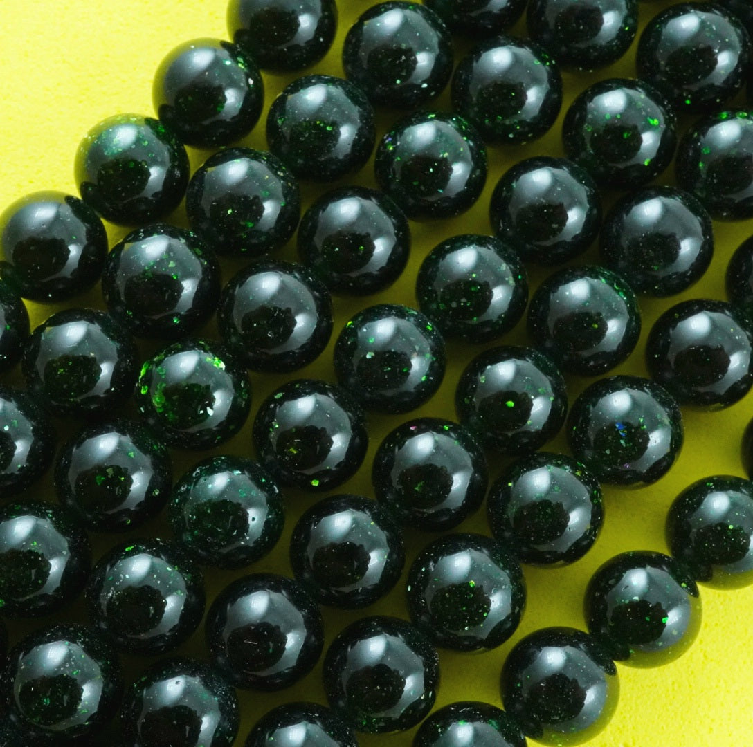 Green Goldstone (Round)(Smooth)(4mm)(6mm)(8mm)(10mm) (12mm)(16"Strand)