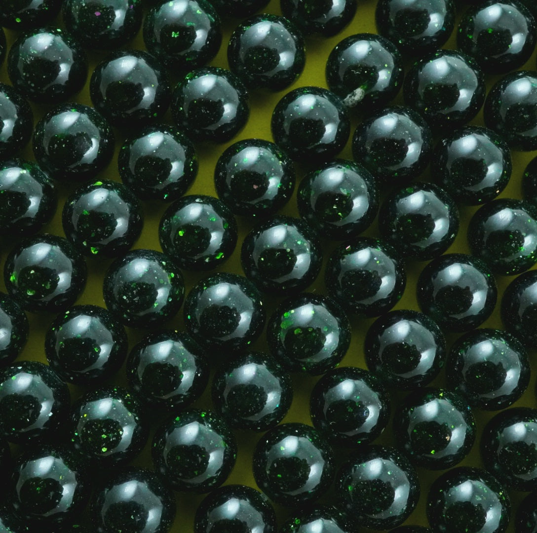 Green Goldstone (Round)(Smooth)(4mm)(6mm)(8mm)(10mm) (12mm)(16"Strand)