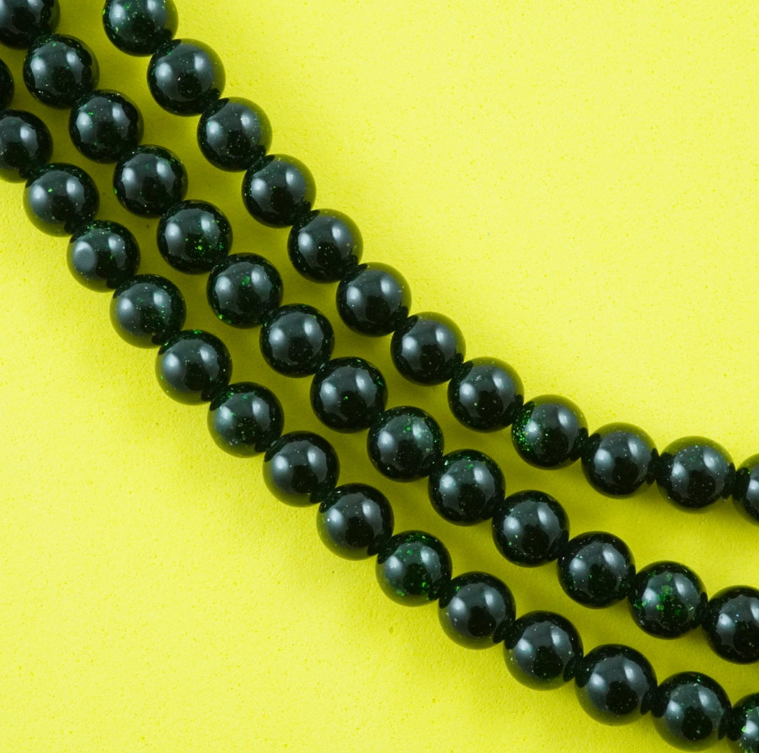 Green Goldstone (Round)(Smooth)(4mm)(6mm)(8mm)(10mm) (12mm)(16"Strand)