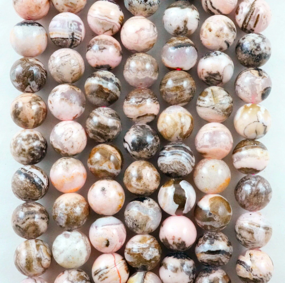 Chocolate Rhodochrosite (Round)(Smooth)(6mm)(8mm)(16"Strand)