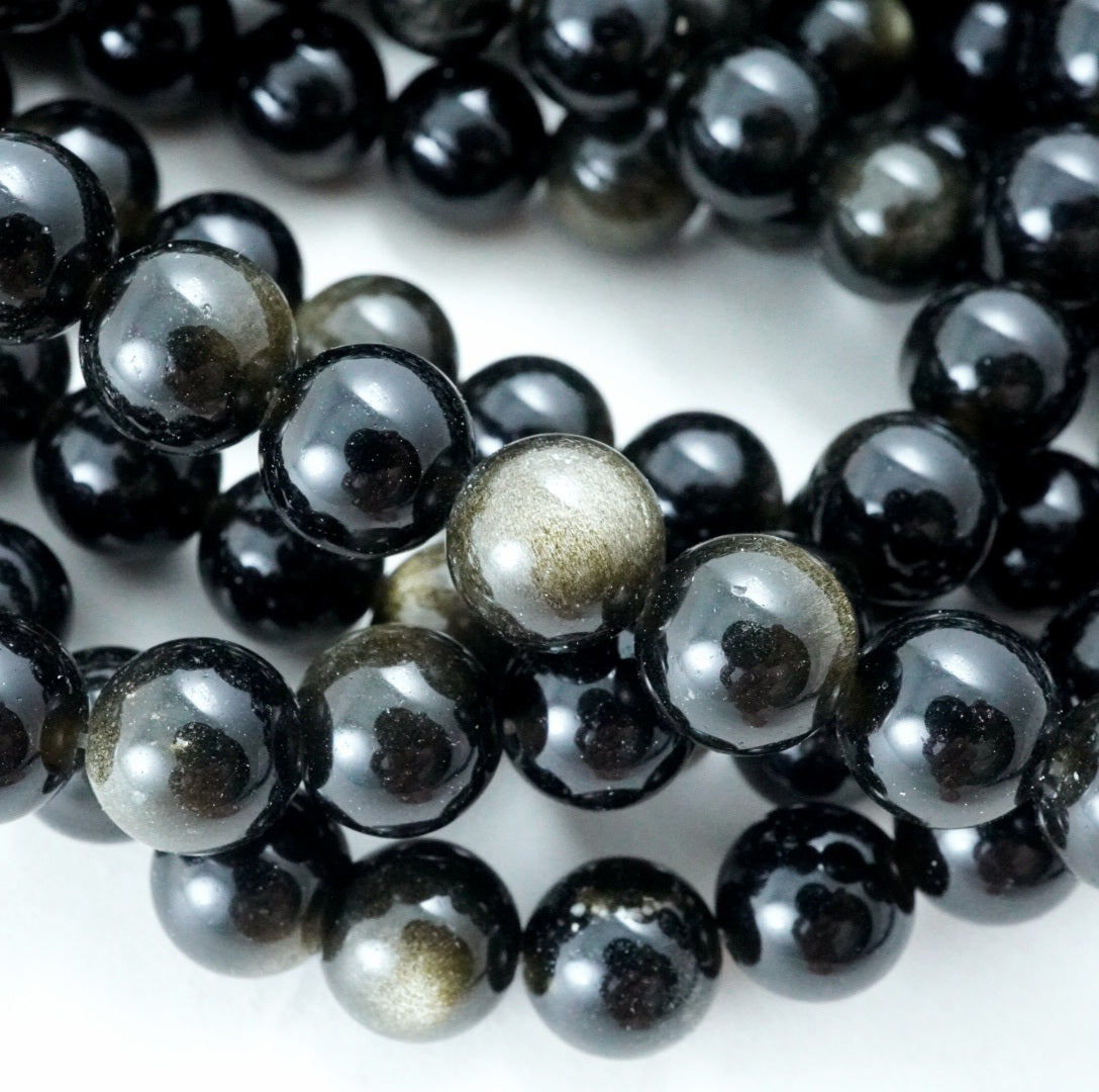 Golden Obsidian (Round)(Smooth)(4mm)(6mm)(8mm)(10mm)(12mm(16"Strand)