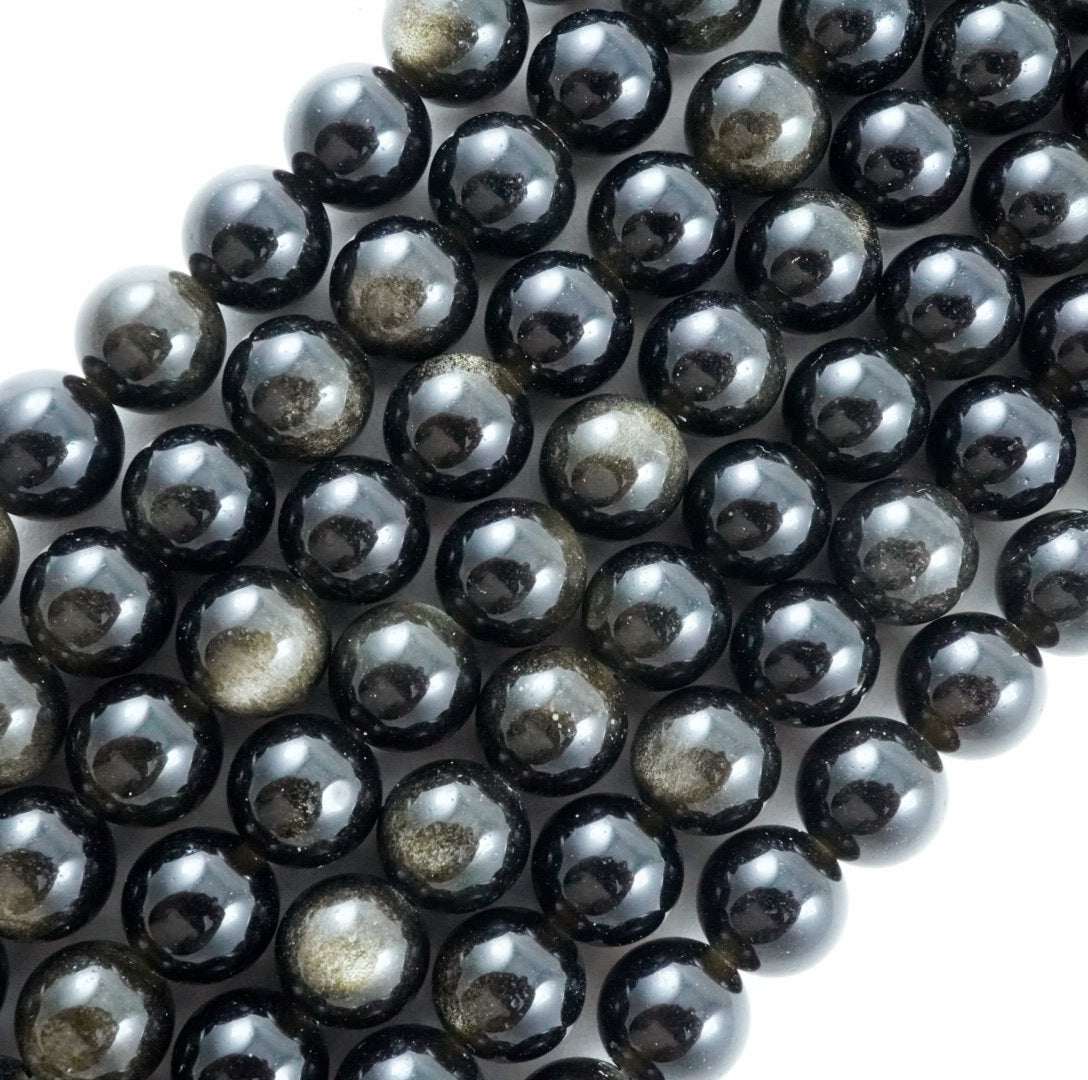 Golden Obsidian (Round)(Smooth)(4mm)(6mm)(8mm)(10mm)(12mm(16"Strand)