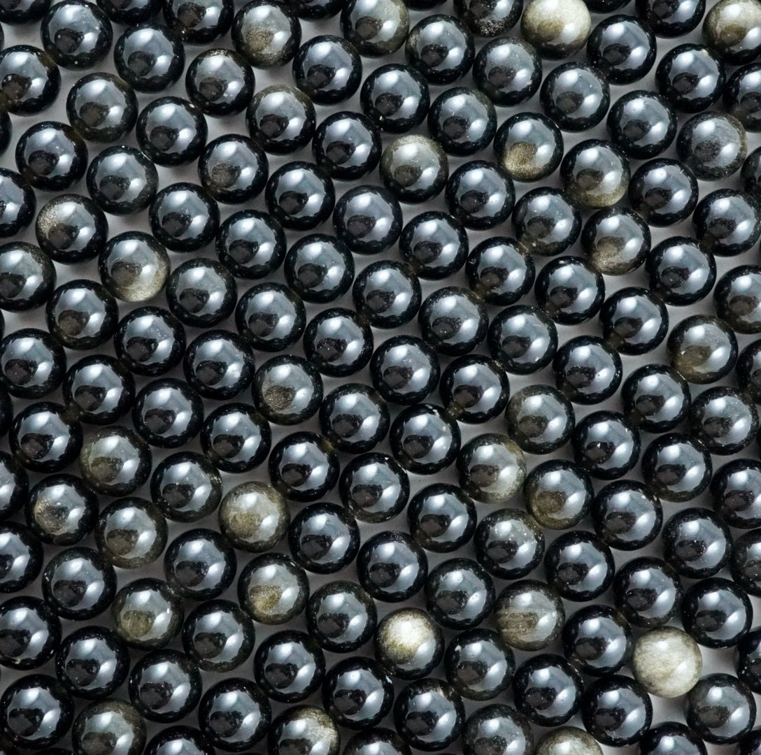 Golden Obsidian (Round)(Smooth)(4mm)(6mm)(8mm)(10mm)(12mm(16"Strand)