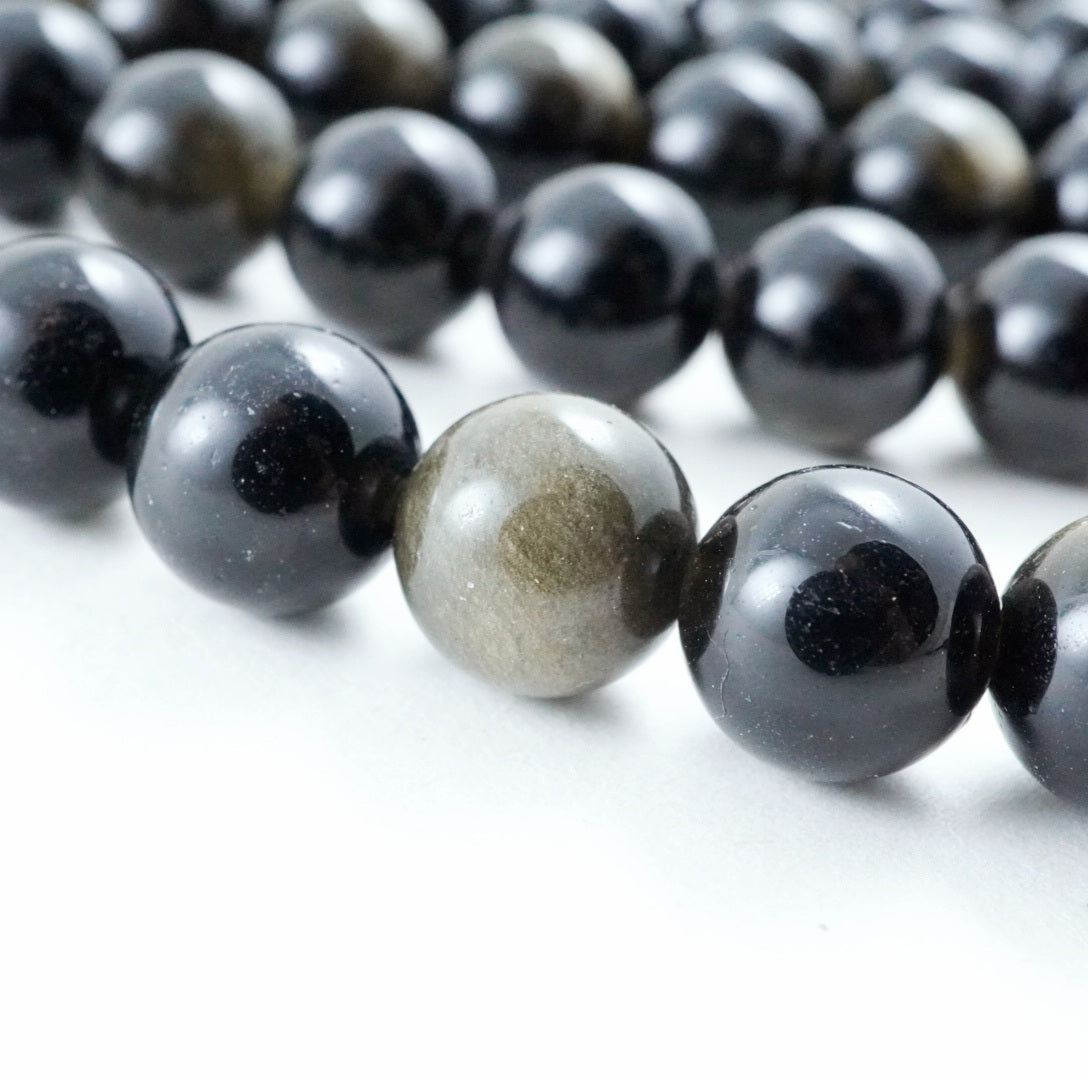 Golden Obsidian (Round)(Smooth)(4mm)(6mm)(8mm)(10mm)(12mm(16"Strand)