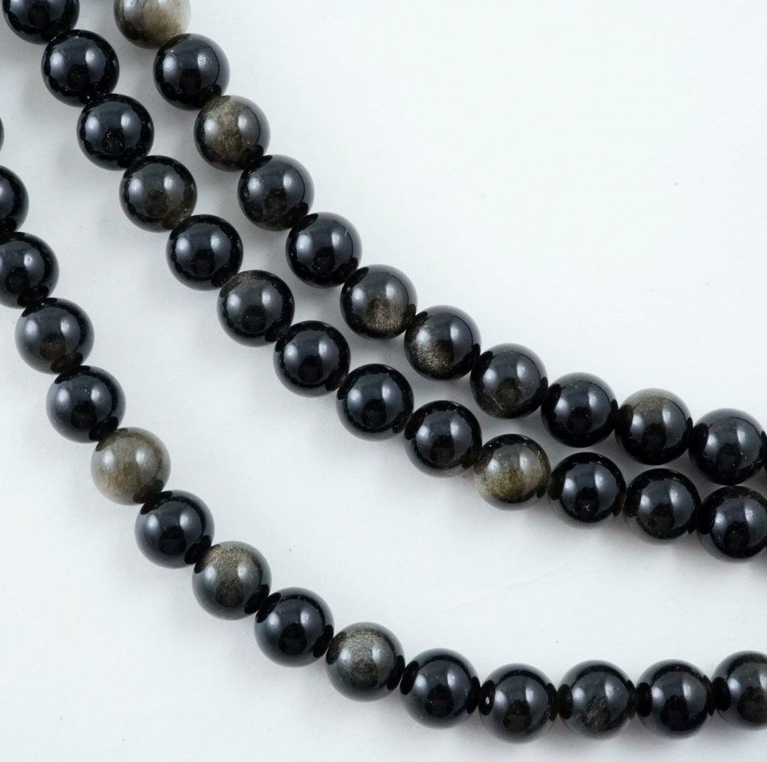 Golden Obsidian (Round)(Smooth)(4mm)(6mm)(8mm)(10mm)(12mm(16"Strand)